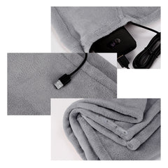 Portable USB Heated Blanket Battery Operated, 5V/2A USB Heated Blanket 3 Heating Levels Without Battery Pack, Plush Flannel Wearable Electric Heated Blanket, 2.5Hours Auto Off&Overheat Protection